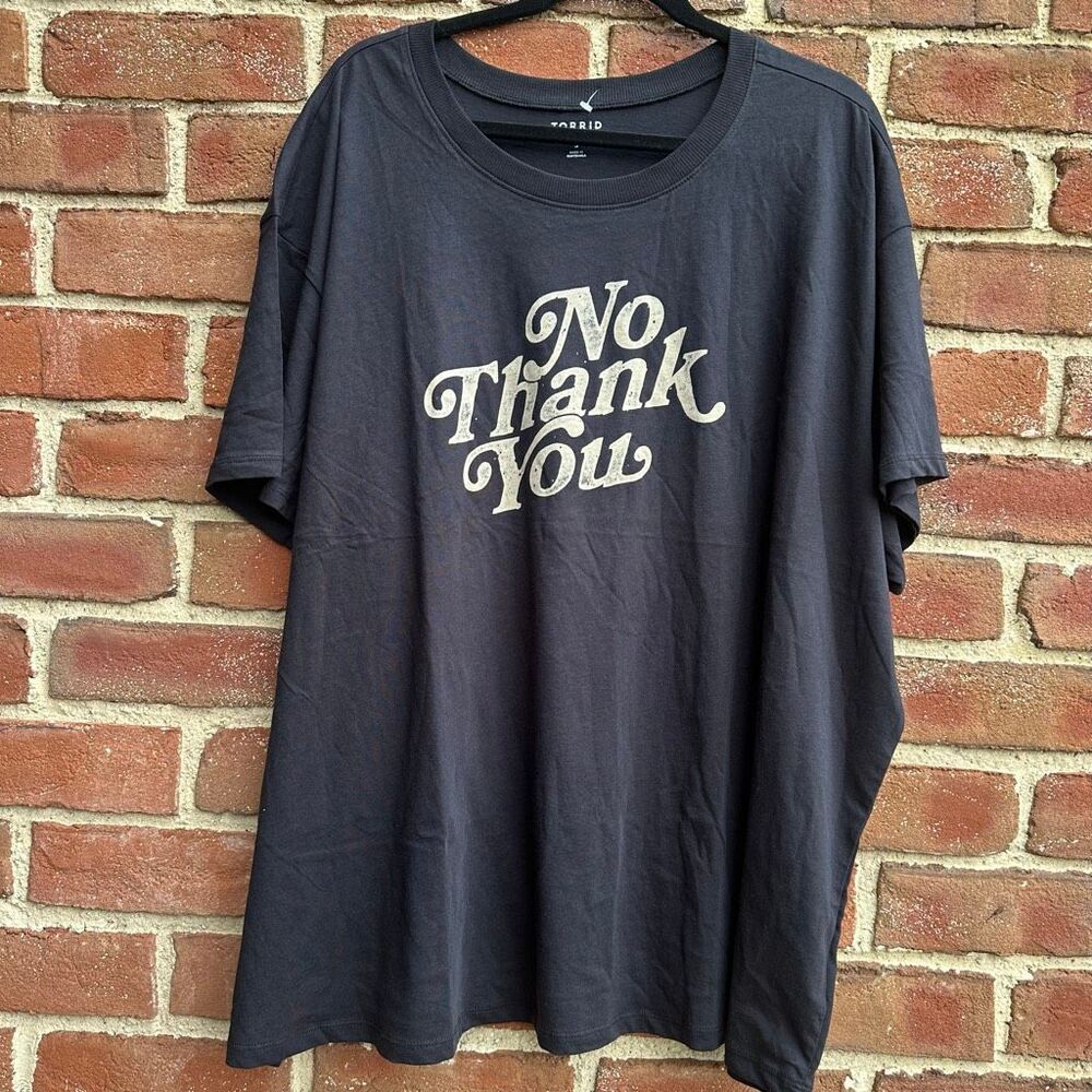 Torrid No Thank You Graphic Tee Black Short Sleeve Plus Size 4X NEW